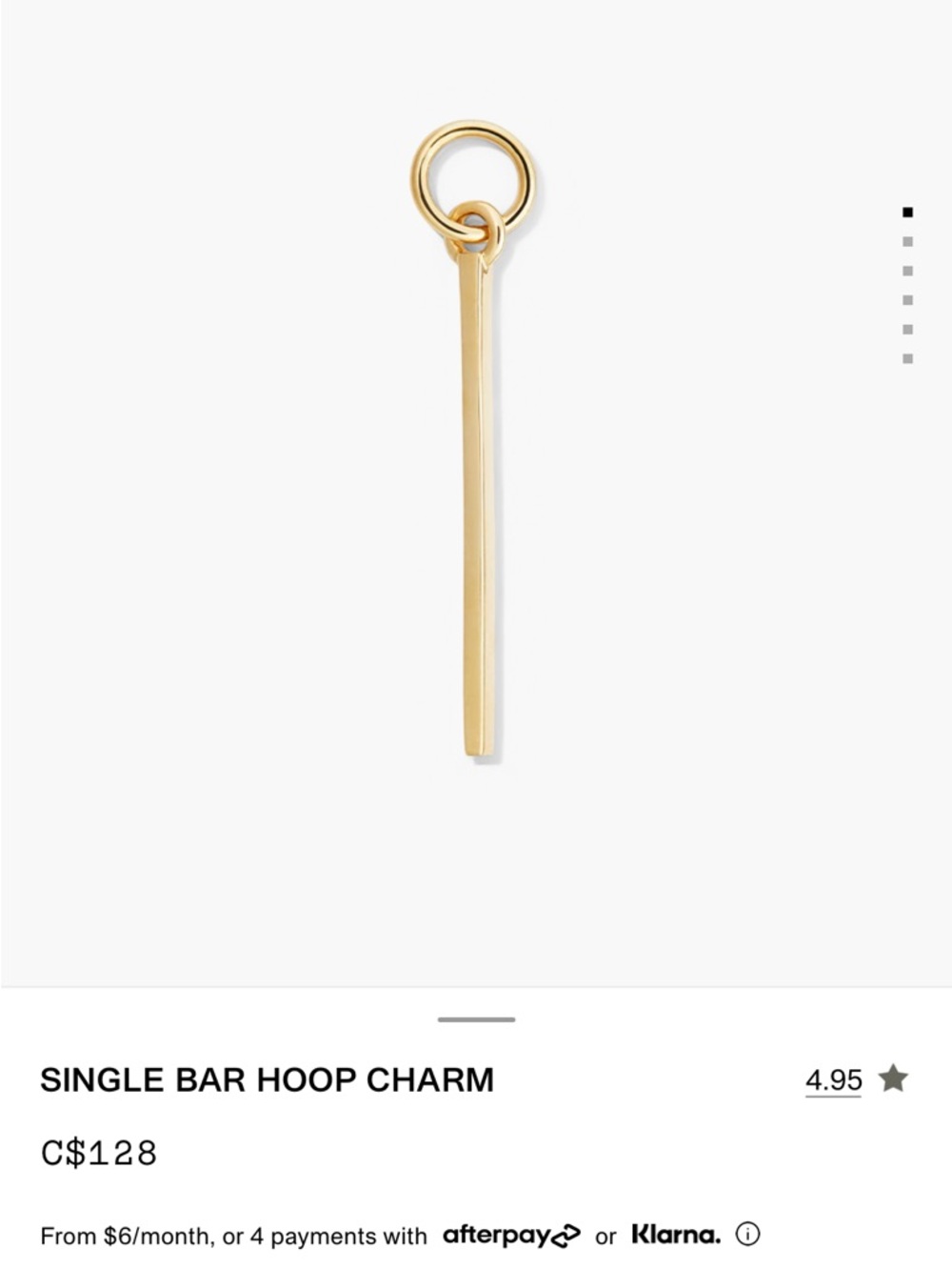 Mejuri 14k Gold Single Bar Hoop Charm